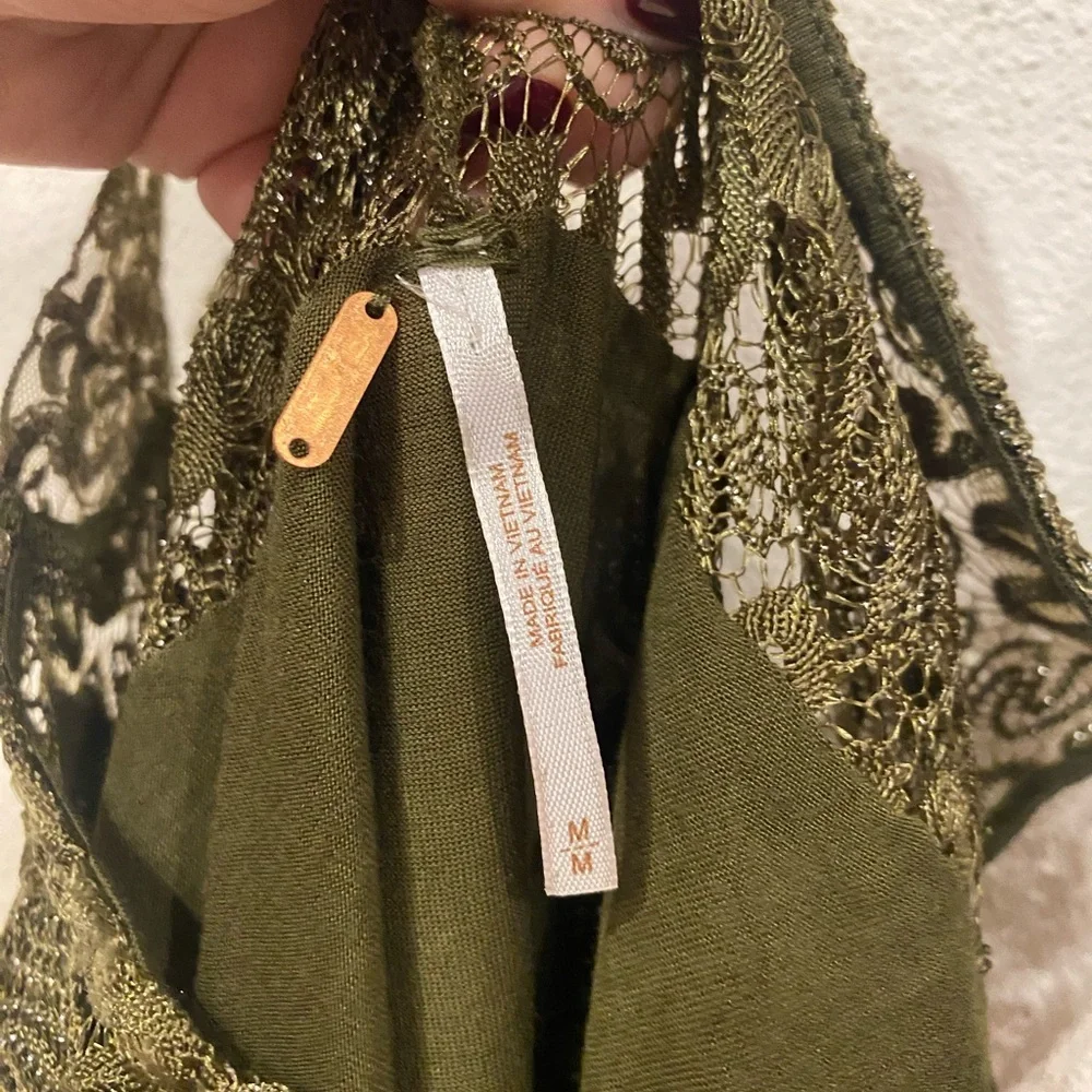 Free People Foiled Again Mini Dress Fairycore Lace Bodycon Y2K Size Medium EUC